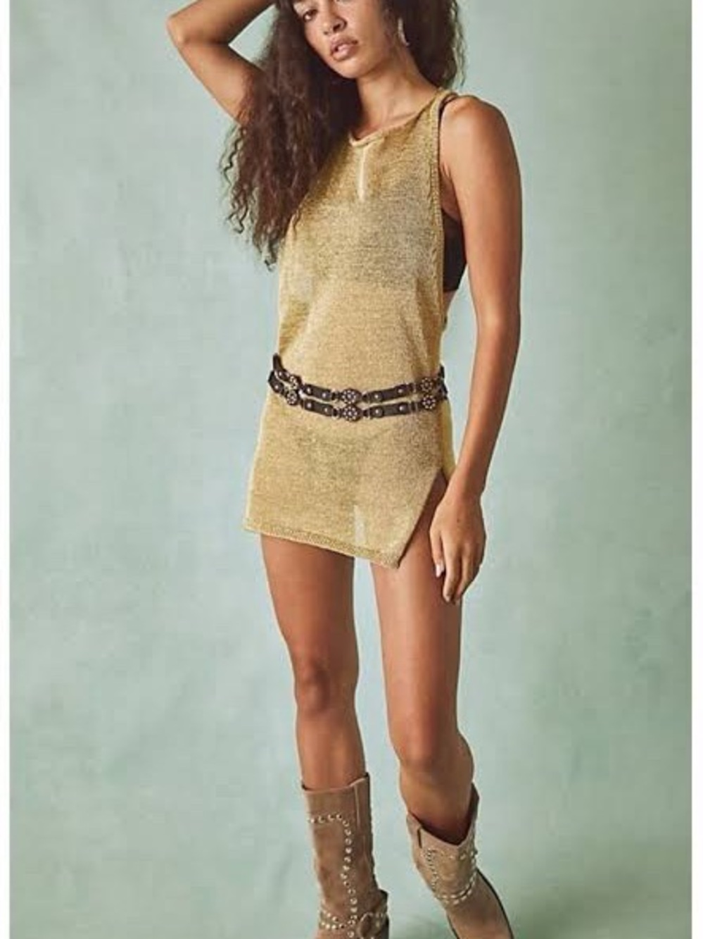 Intimately by free people Night In August tank in gold, racerback metallic top